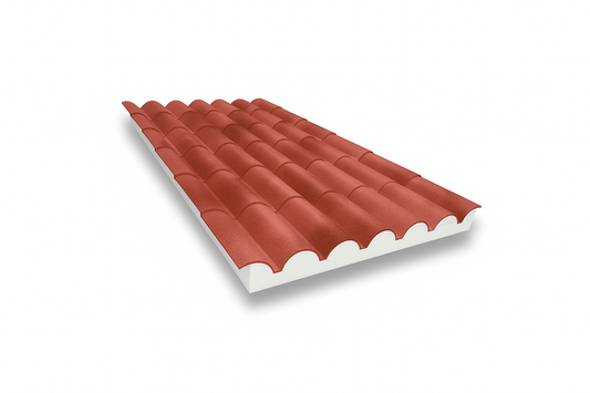 Panel Sándwich Imitación Teja Rojo/Madera