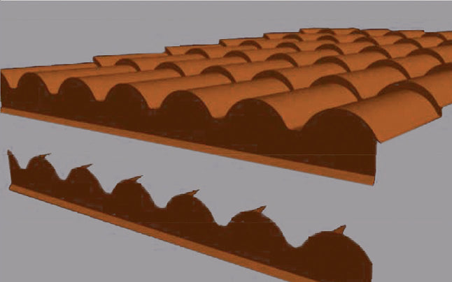 Frontal Troquelado Teja - Remate Panel Sándwich Imitación Teja