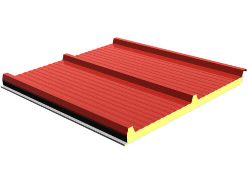 Panel Sándwich Cubierta 3 Grecas Rojo/Blanco