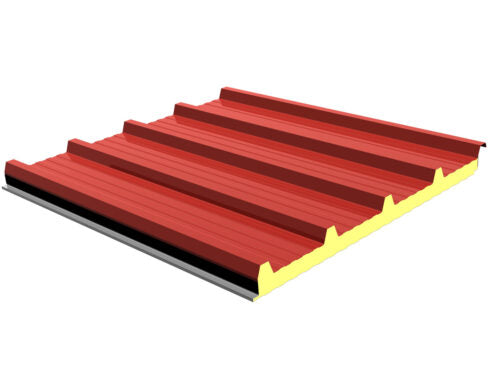 Panel Sándwich Cubierta 5 Grecas Rojo/Blanco